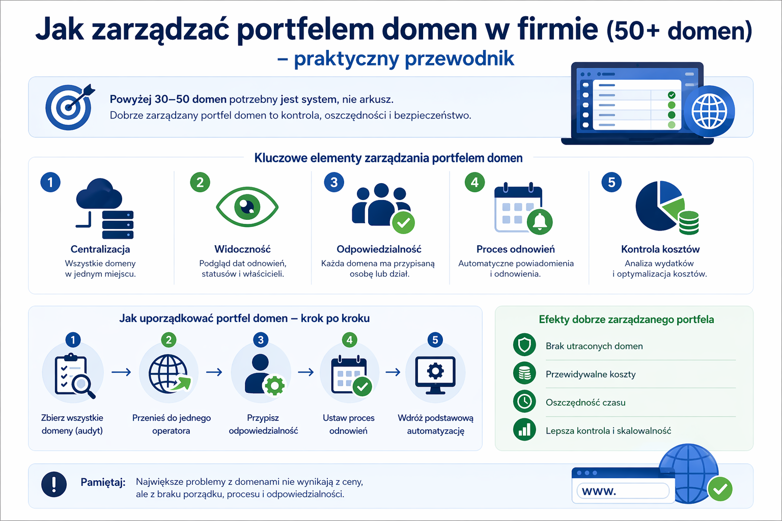 zarządzanie portfelem domen w firmie – centralizacja i kontrola domen